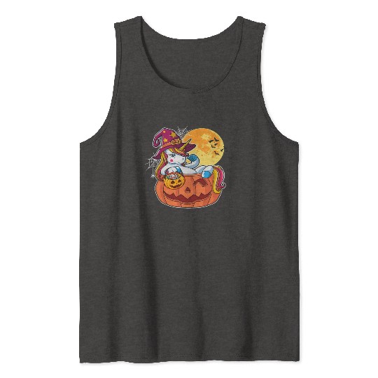 Halloween Unicorn Pony Trick Or Treat Halloween Tank Tops