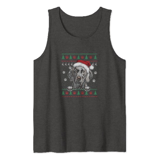 Weimaraner Christmas Ugly Sweater Funny Dog Lover Tank Tops