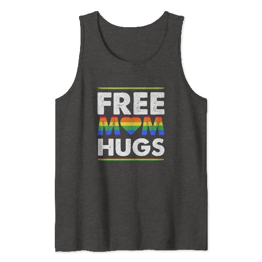 Free Mom Hugs Rainbow Parade Pride Month LGBTQ Tank Tops