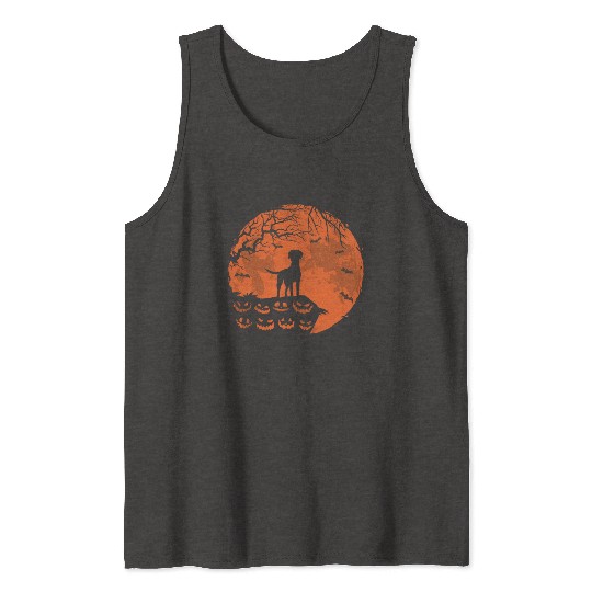 Rhodesian Ridgeback And Moon Halloween Funny Dog Tank Tops