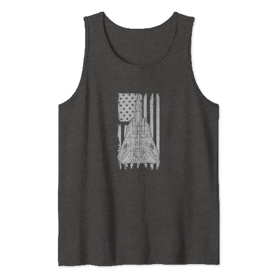 F-14 Tomcat Fighter Jet Airplane American Flag F14 Tank Tops