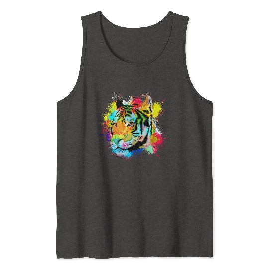 Colorful Tiger Abstract Tank Tops