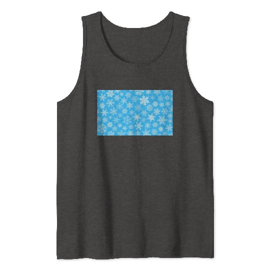 Winter Snowflakes Pattern Blue White Tank Tops