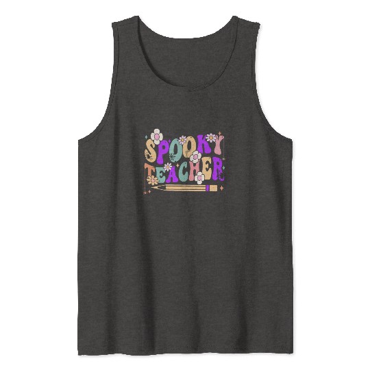 Spooky Season Retro Spooky Teacher Halloween Funny Tank Tops