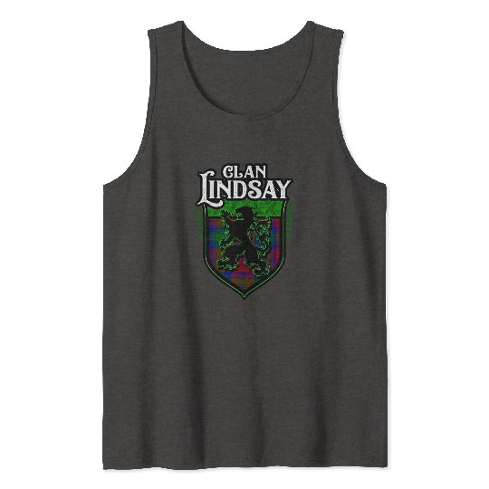 Clan Lindsay Scottish Tartan Rampant Lion Celtic Tank Tops