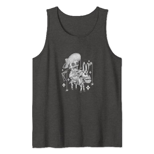 Mariachi Skeleton Halloween Vintage guitar Tank Tops