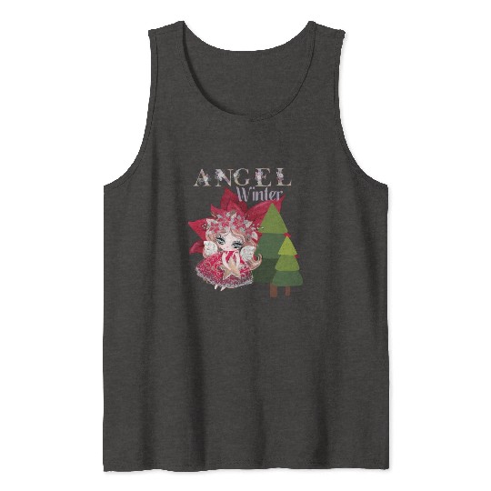 Winter Angel Christmas Tree Poinsettia Tank Tops