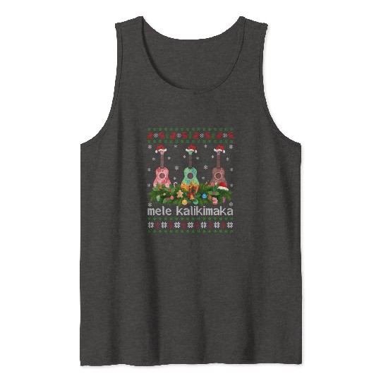 Mele Kalikimaka Ukulele Guitar Gift Ugly Ukulele Tank Tops
