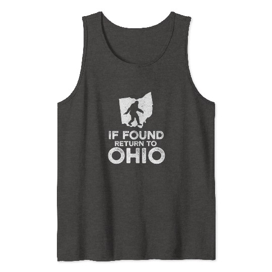 Funny Bigfoot If Found Return To Ohio Map Design Tank Tops