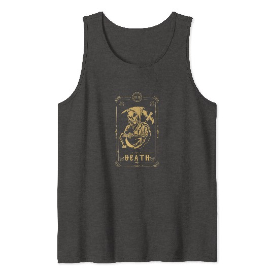 Scythe Skeleton Tarot Card Halloween Tank Tops
