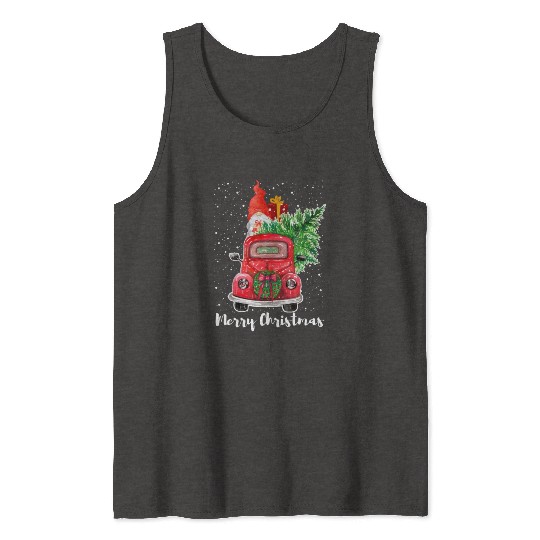 Red Truck Merry Christmas Tree Gnome Snowflakes Tank Tops