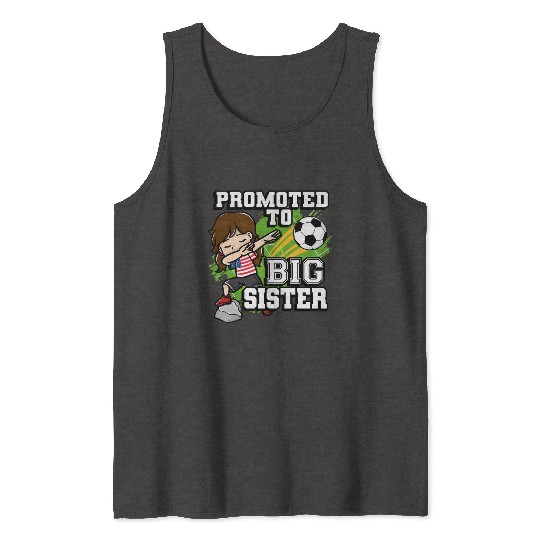 Promoted To Big Sister Soccer Player American Flag Tank Tops