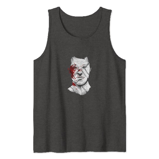 Scary Blood Splatter Leather Face Mask Halloween Tank Tops