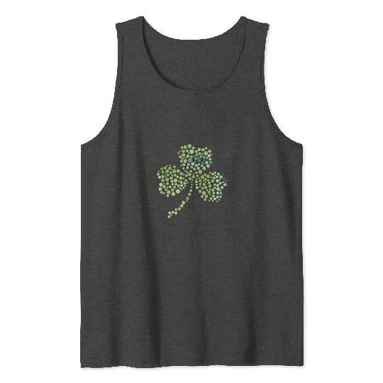 Green tie dye shamrock dots Tank Tops