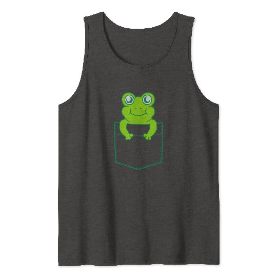 Tank Tops pocket small cute frog