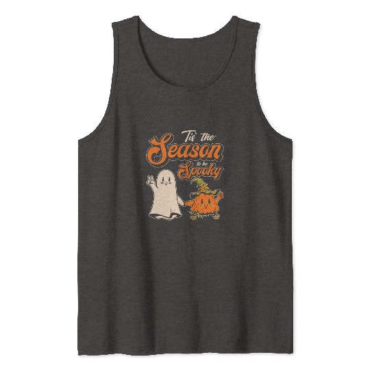 Cute Spooky Pumpkin Ghost Halloween Season Tank Tops