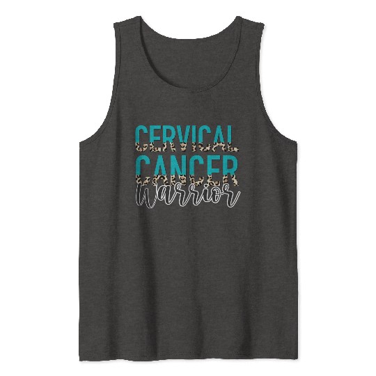 Cervical Cancer Awareness Month Warrior Teal White Tank Tops
