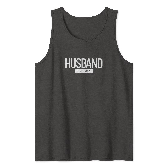 Husband Est. 2023 Matching Couple Newlywed Married Tank Tops