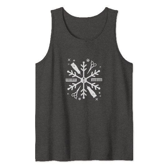 Funny Barber Christmas Snowflake Hair Stylist Tank Tops