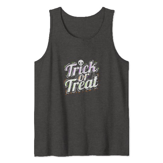 Trick Or Treat Spiderweb Halloween Tank Tops