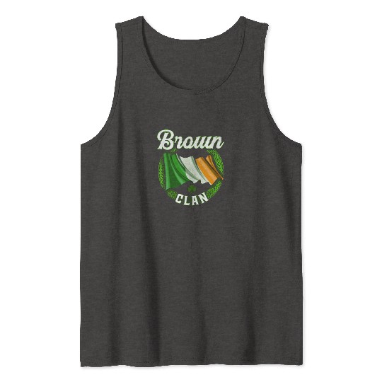 Brown Surname Irish Last Name Ireland Flag Tank Tops
