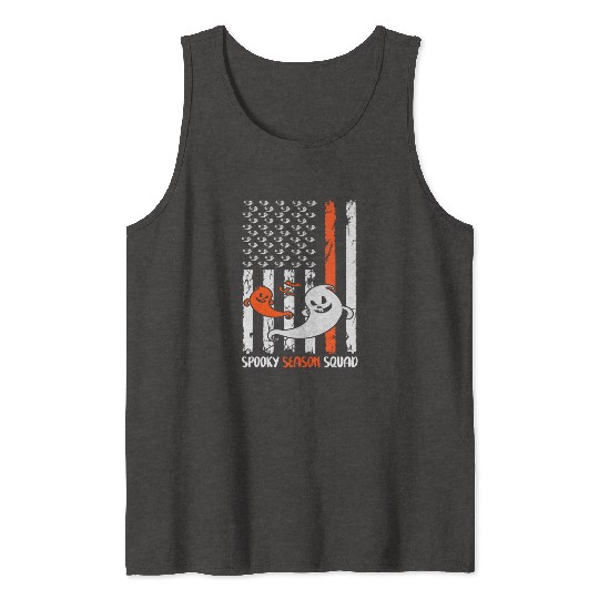 Groovy Halloween Spooky Season Squad US Flag Tank Tops