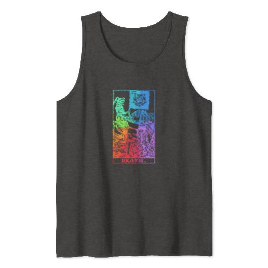 Death Tarot Card Psychic Occult Pagan Witch Rainbo Tank Tops