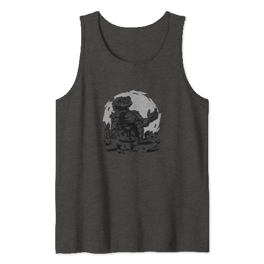 Halloween Monster Line Art Werewolf Horror Tank Tops