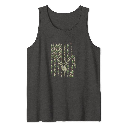 Deer Hunter Camouflage Flag Deer Head - Deer Hunti Tank Tops
