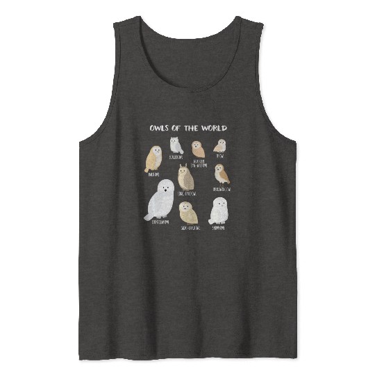 Owls Of The World Funny Snowy Owl Barn Owl Bird T Tank Tops