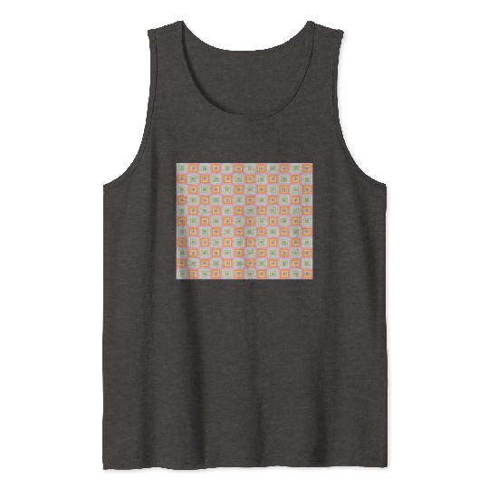 Geometric Pattern, Flowers in Square Tank Tops