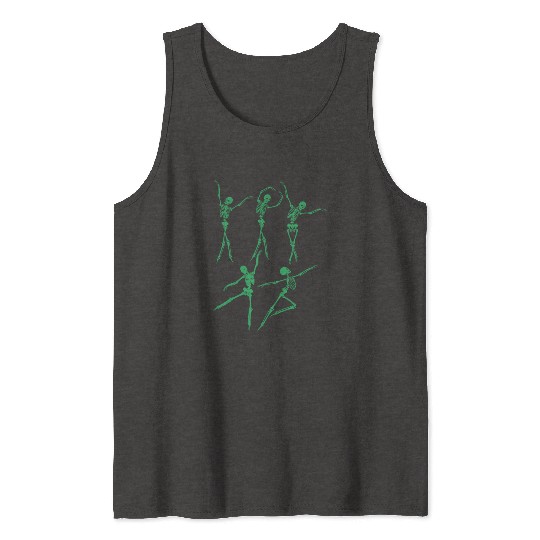 Green Dancing Skeleton Tank Tops