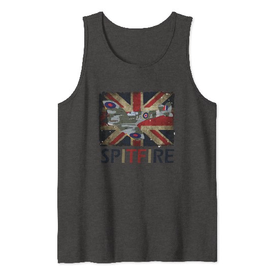 Spitfire WW2 Fighter Aircraft Airplane Union Jack Tank Tops