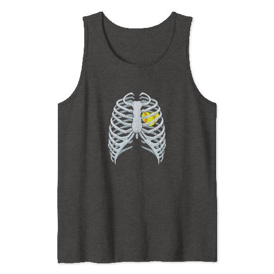 Funny Softbal Heart Skeleton Rib Cage Halloween Tank Tops