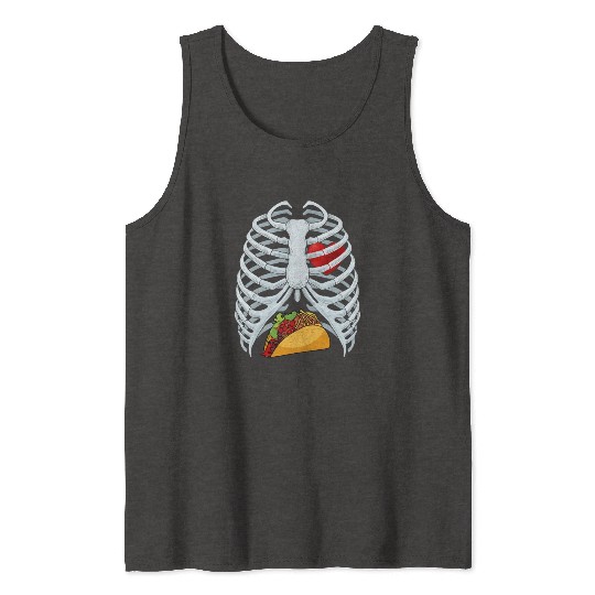 Funny Taco Skeleton Rib Cage Dad Halloween Costume Tank Tops