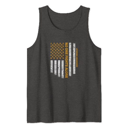 No One Fights Alone Usa Flag Leukemia Awareness Tank Tops
