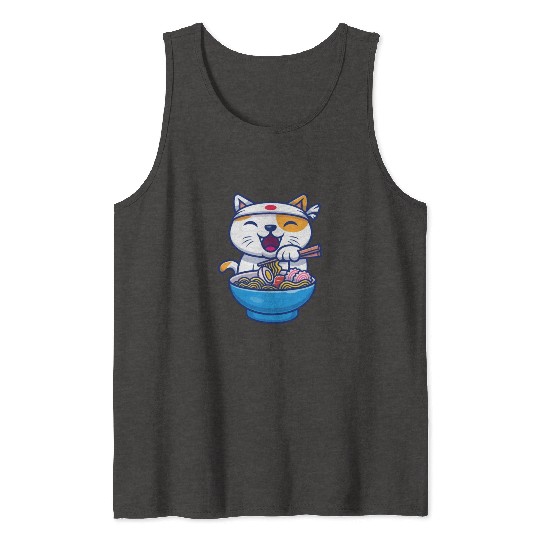 Ramen Cute Cat Japan Kawaii Tank Tops