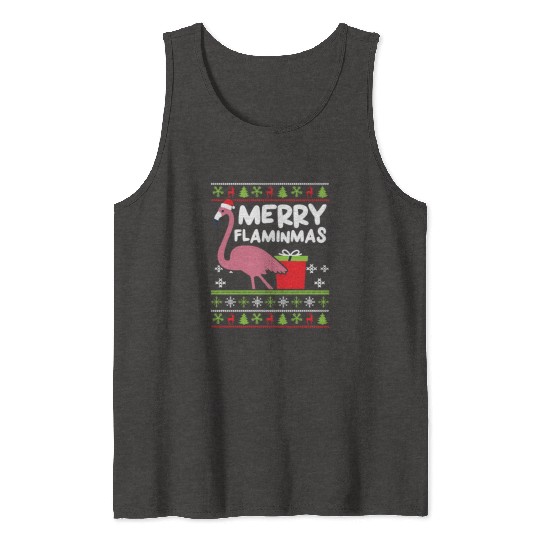 Merry Flaminmas Flamingo Lover Christmas Day Tank Tops