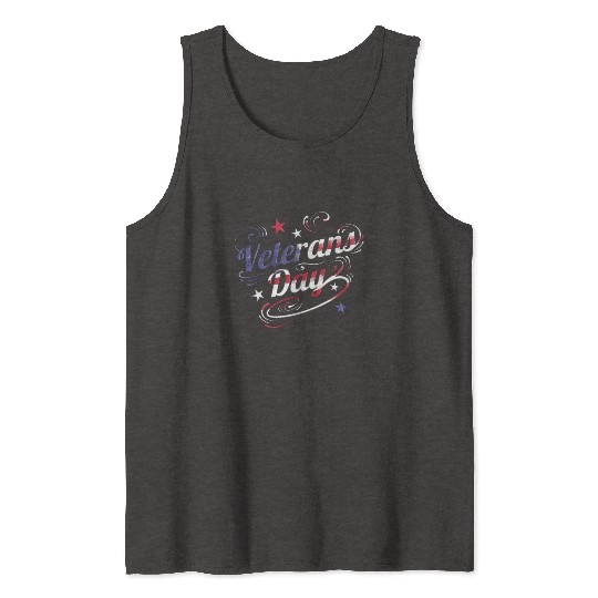 US Flag Colored Logo For Veterans Day Tank Tops