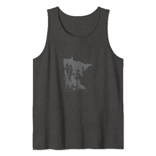 Proud Minnesota Deer Hunter State Map Outline Tank Tops