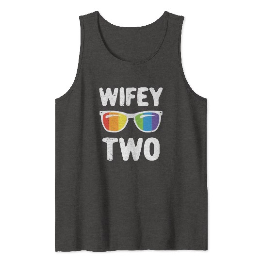 Wife Two Funny Lgbt Lesbian Couple LGBT Pride Gay Tank Tops