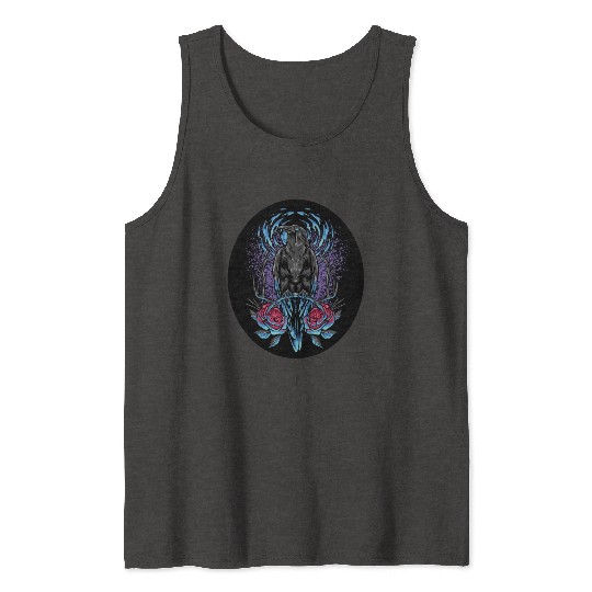 Crow Flowers in the Moonlight Black circle decal Tank Tops