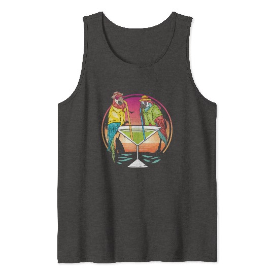 Parrots Drinking Margarita Hawaiian Birds Gift Tank Tops