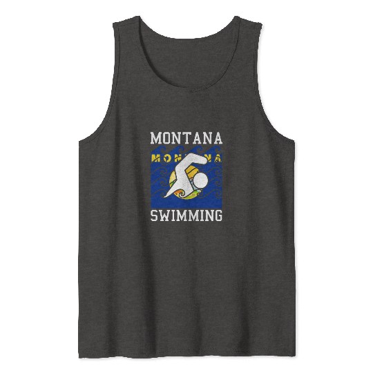 Montana Flag Swimming Team Swim Swimmer US State Tank Tops