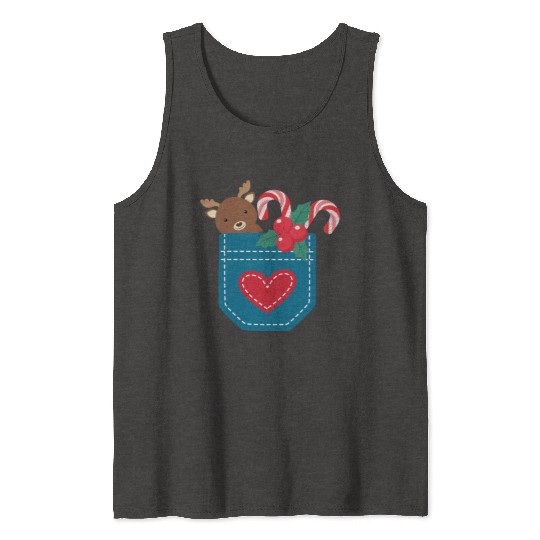 Christmas moose peppermint pocket Tank Tops