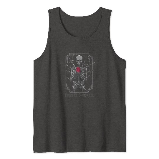 8 of Swords Tarot Card Skeleton Witchy Pagan Tank Tops