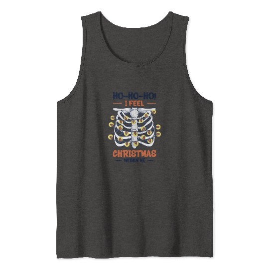 Christmas Holiday Skeleton Rib Cage Radiology Tank Tops