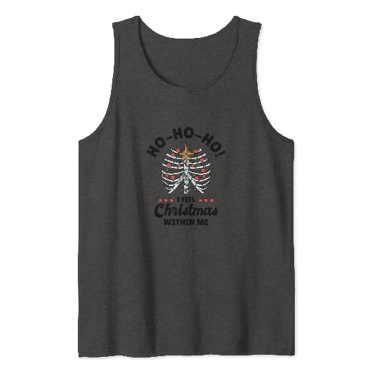 Christmas Holiday Skeleton Rib Cage Radiology Tank Tops