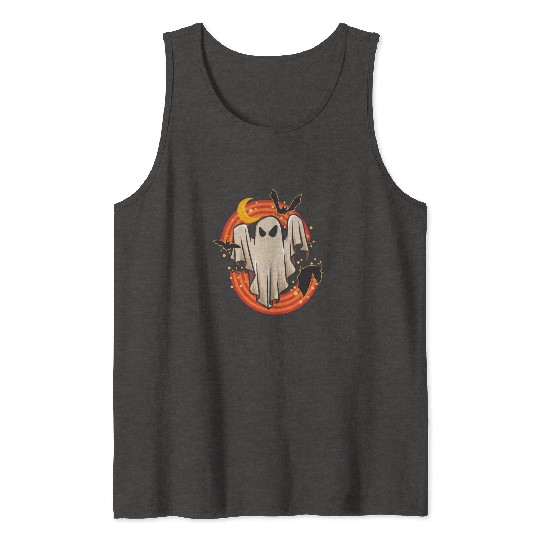 Halloween Theme Cute Ghost Bat Rainbow Coffee Tank Tops