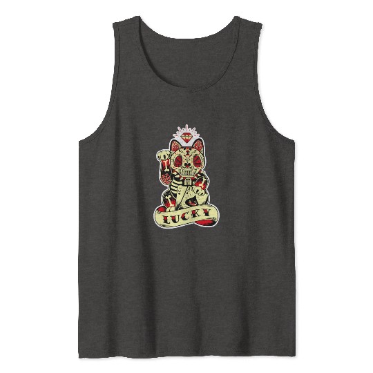 lucky cat Skull Candy Tank Tops